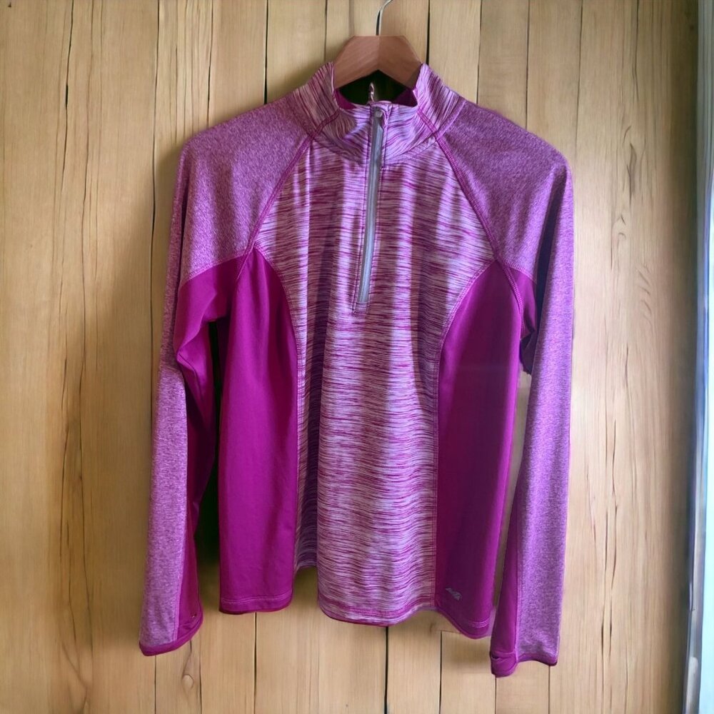 Avia Women Top Large Purple Thumbholes Reflective Athleisure Running Activewear